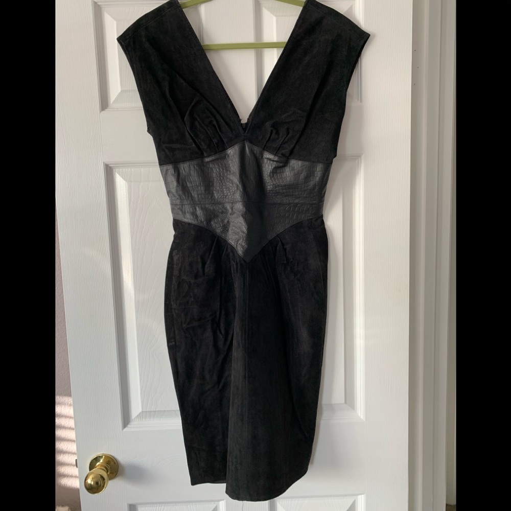 Miss Selfridge Leather & Suede Dress